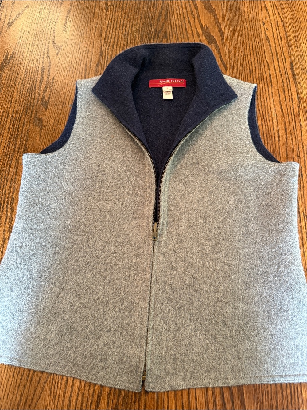 Alpaca Wool Blend Lightweight Zip Vest Warm Layer Gray Navy Beyond Threads